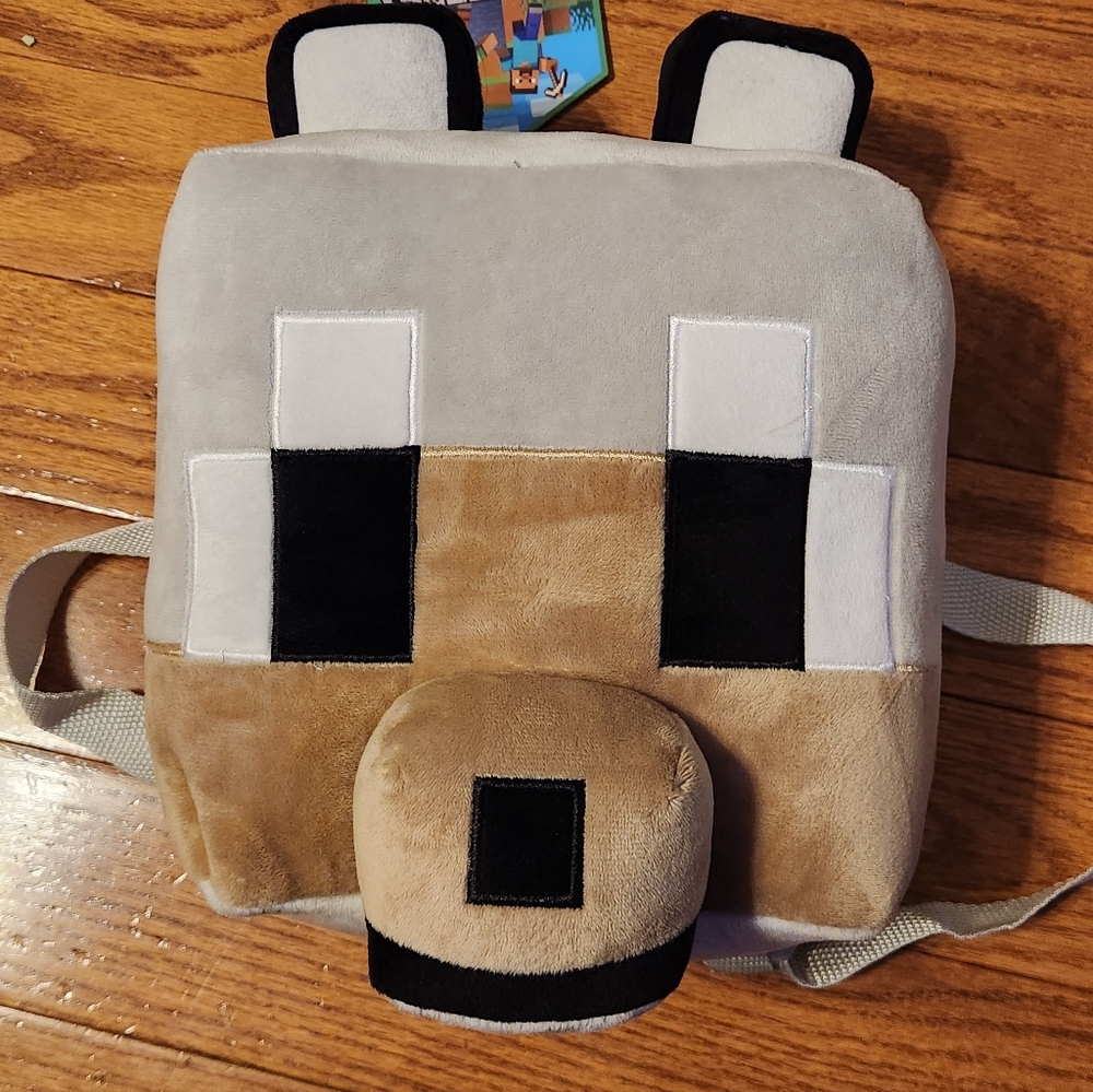 Minecraft Wolf Backpack Bag Plush Zipper NWT
